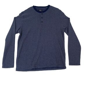Alfani ‎ Pullover Top Size L  Blue Textured Buttons Long Sleeves Men's Comfort